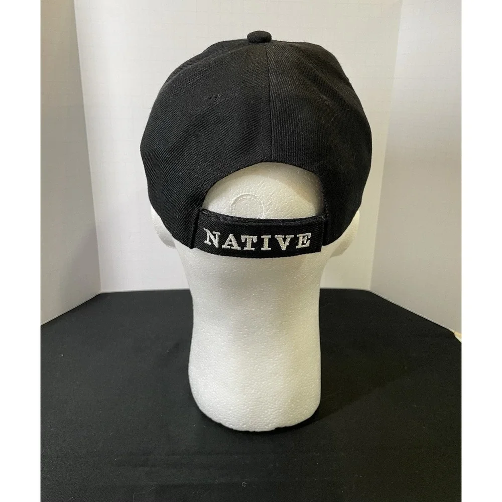 Native Pride Buffalo Bison & Eagle Feathers Logo. Native Back Adjustment Cap Hat